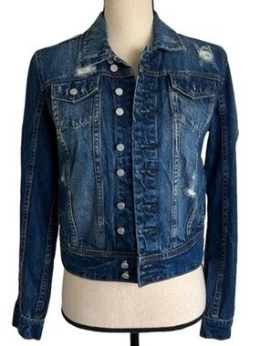 Blank NYC dark wash distressed denim jacket size medium excellent condition​